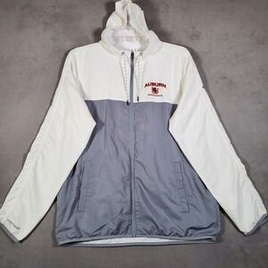 Auburn War Eagle UA Storm Jacket Mens L White Gray Embroidered Full Zip Hooded